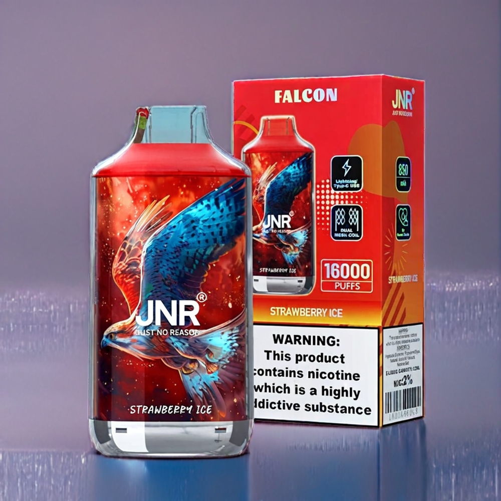 JNR Falcon 16000 Puffs Dansk engros med 850 mAh og Jordbær Is