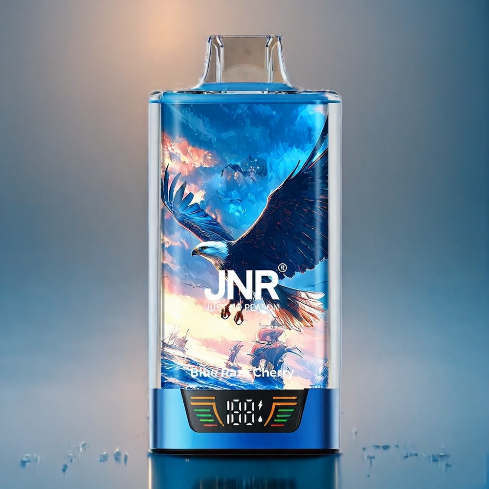 JNR Falcon Pro 28000 Puffs Dansk Engros med Smart Skærm, Dobbelt mesh spole og Blå Hindbær-Kirsebær Smag