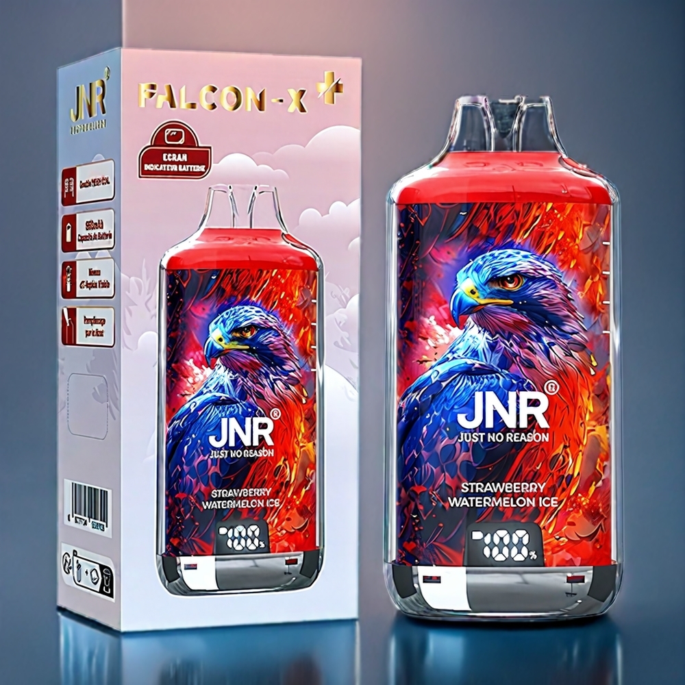 JNR Falcon X⁺ 28000 Dansk Engros med Synligt E-væske Niveau, Topfyldningsdesign og Jordbær Vandmelon Is