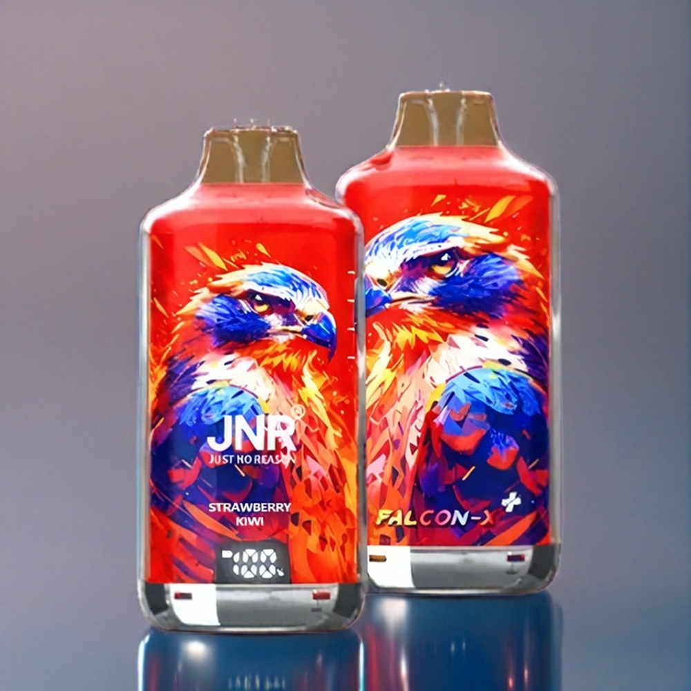 JNR Falcon X⁺ 28000 Dansk engros med synligt e-væskeniveau, topfyldesign og jordbær-kiwi smag
