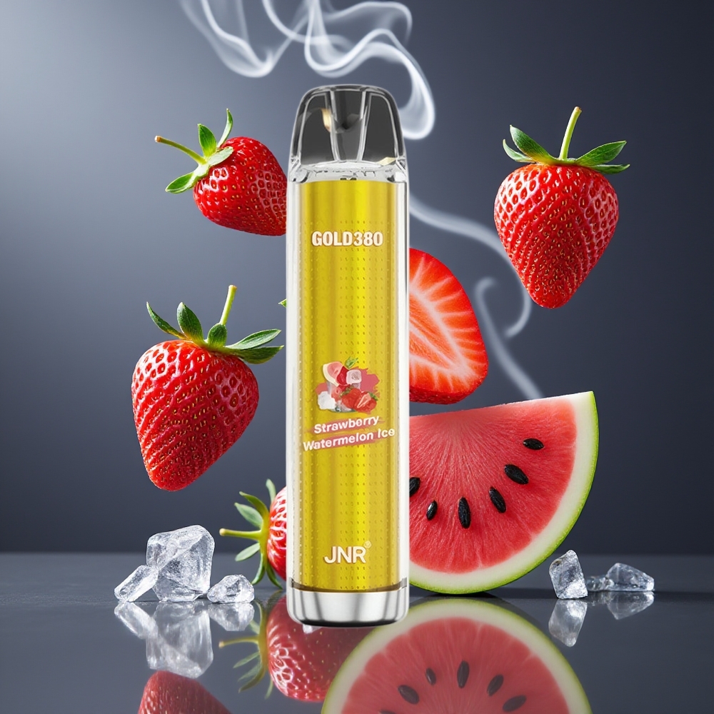 JNR Glod380 6000 Puffs Engangs Vape Dansk Engros – Jordbær Vandmelon Is med 1500mAh Batteri og 1.0ohm Mesh Coil