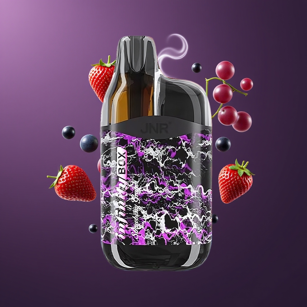 JNR Infinity Box 10700 Puffs Engangs Vape Dansk Engros - Jordbær Drue (Strawberry Grape) - 2200mAh - 15ml E-væske