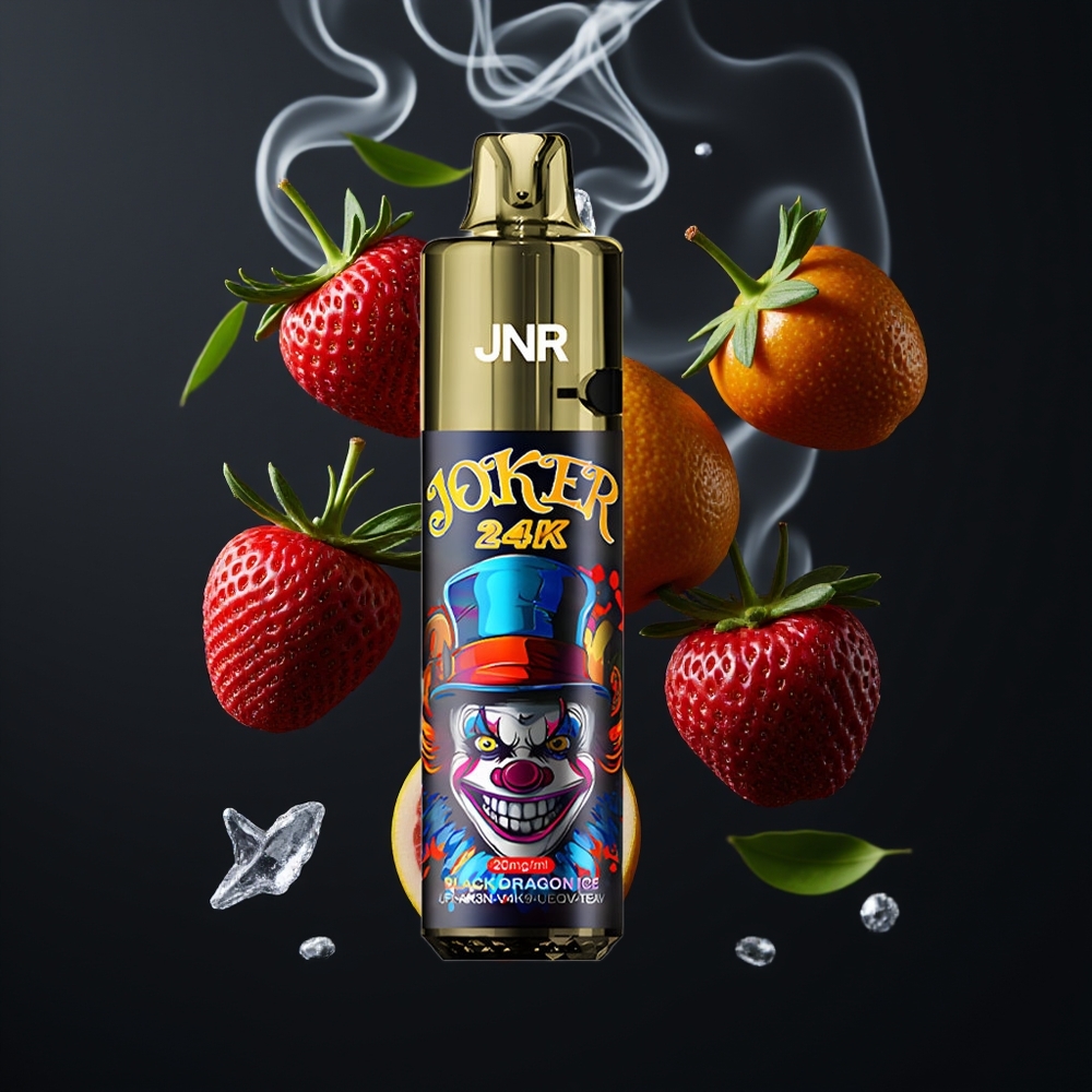 JNR Joker 24K Puffs Dansk Engros Genopfyldelig Pod med Synlig E-væske og 800mAh Batteri – Sort Drage Is
