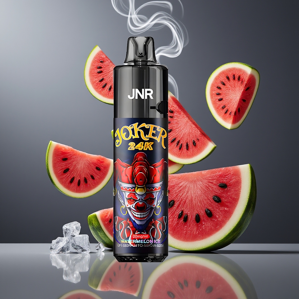 JNR Joker 24K Puffs Dansk Engros Genopfyldelig Vape med Synligt E-væske og Vandmelon Is