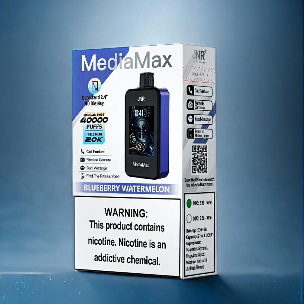 JNR MediaMax 40000 Puffs Dansk Engros Blåbær Vandmelon - 21mL, 1000mAh, Type-C