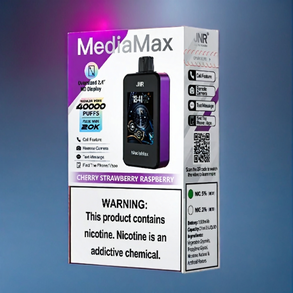 JNR MediaMax 40000 Puffs Dansk engros - Kirsebær-Jordbær Hindbær (40000 puffs, 21mL, 5%, Type-C)