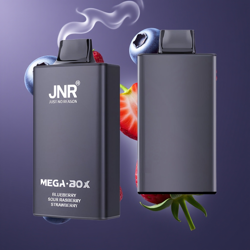 JNR Mega Box 25000 Puffs Dansk Engros Disposable Vape med Blåbær Sur Hindbær Jordbær, 30ml E-liquid, 850mAh Batteri, Dual Mesh Coil