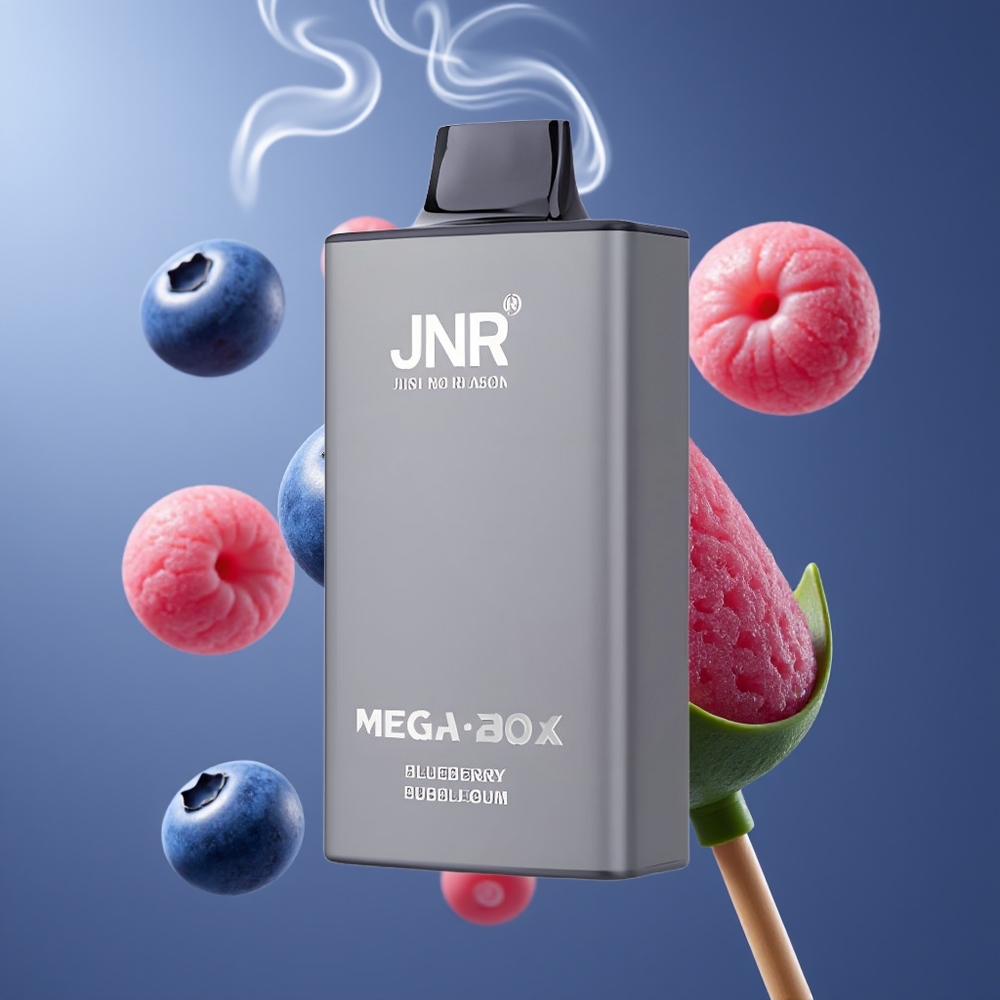 JNR Mega Box 25000 Puffs Disposable Vape Blåbær Bubblegum Dansk engros med 30ml E-liquid og Type-C Hurtigopladning