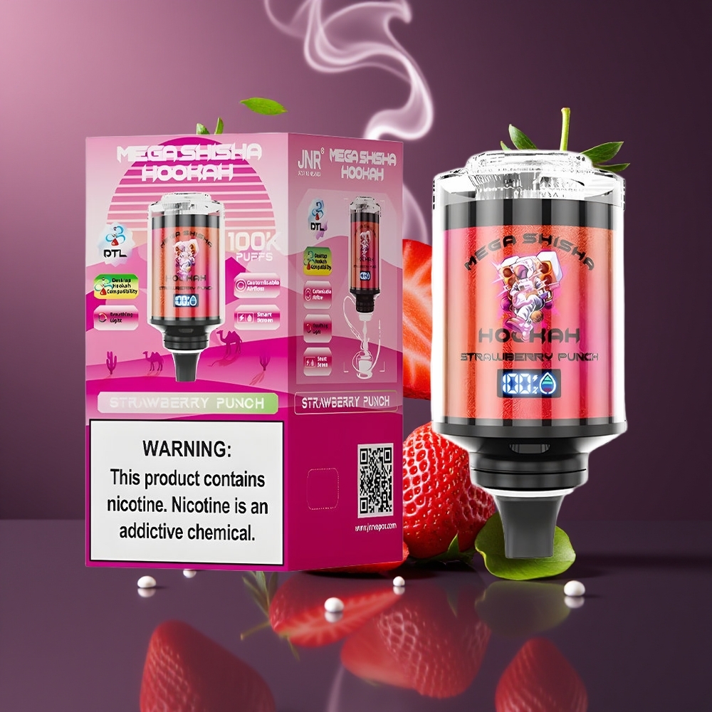 JNR Mega Shisha Hookah Dansk engros 100K Desktop Kompatibilitet Jordbær Punch med 60ml e-Liquid og 2200mAh Batteri