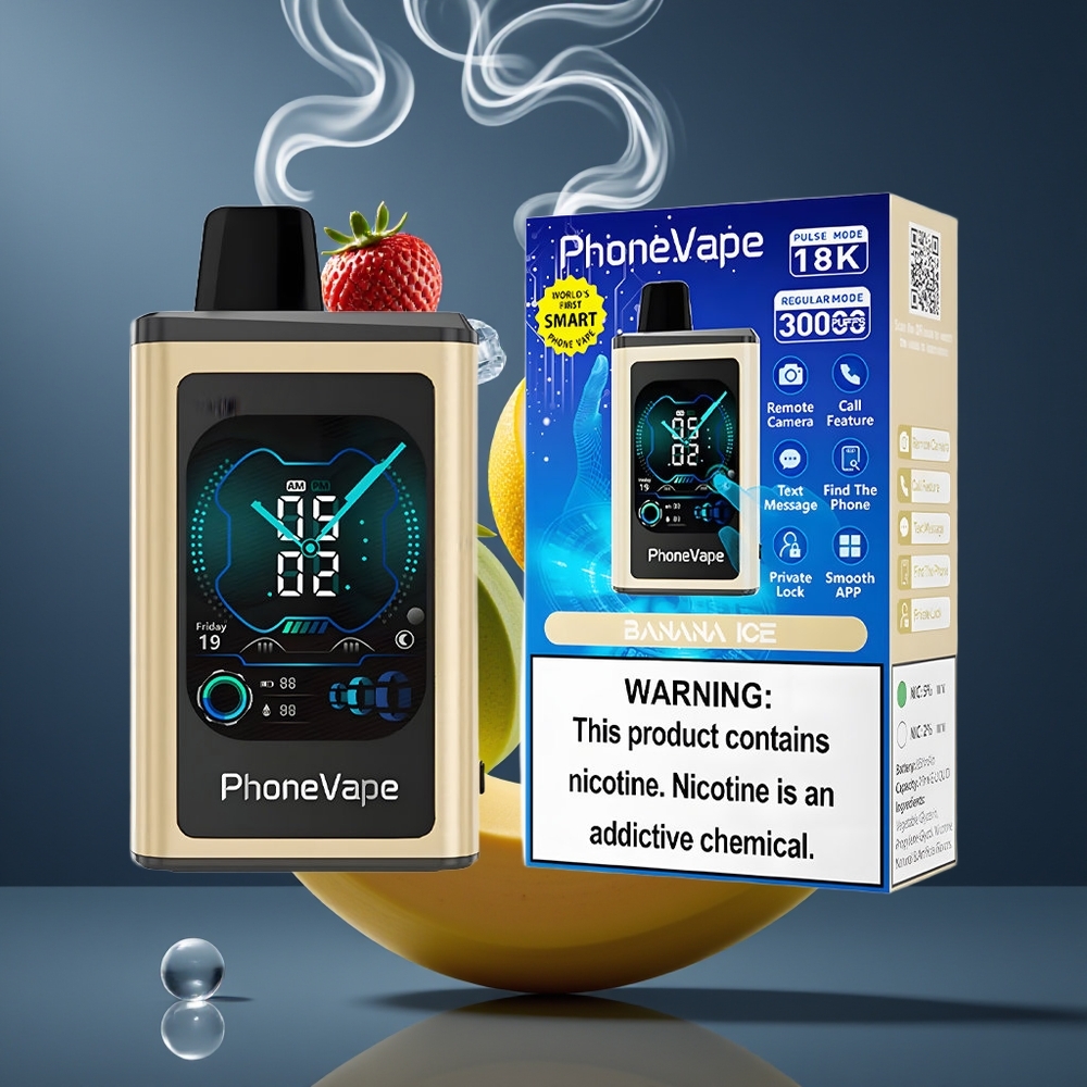 JNR PhoneVape 30000 puff Dansk engros Genopladelig Disposable Vape med Turbo Mode, Justerbar Luftflow & App Kontrol - Bananis
