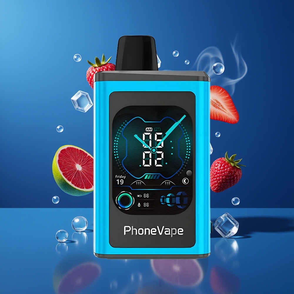 JNR PhoneVape 30000 puffs Dansk engros Genanvendelig Vape med Turbo Mode, Justerbar Luftgennemstrømning og Blå Hindbær Is