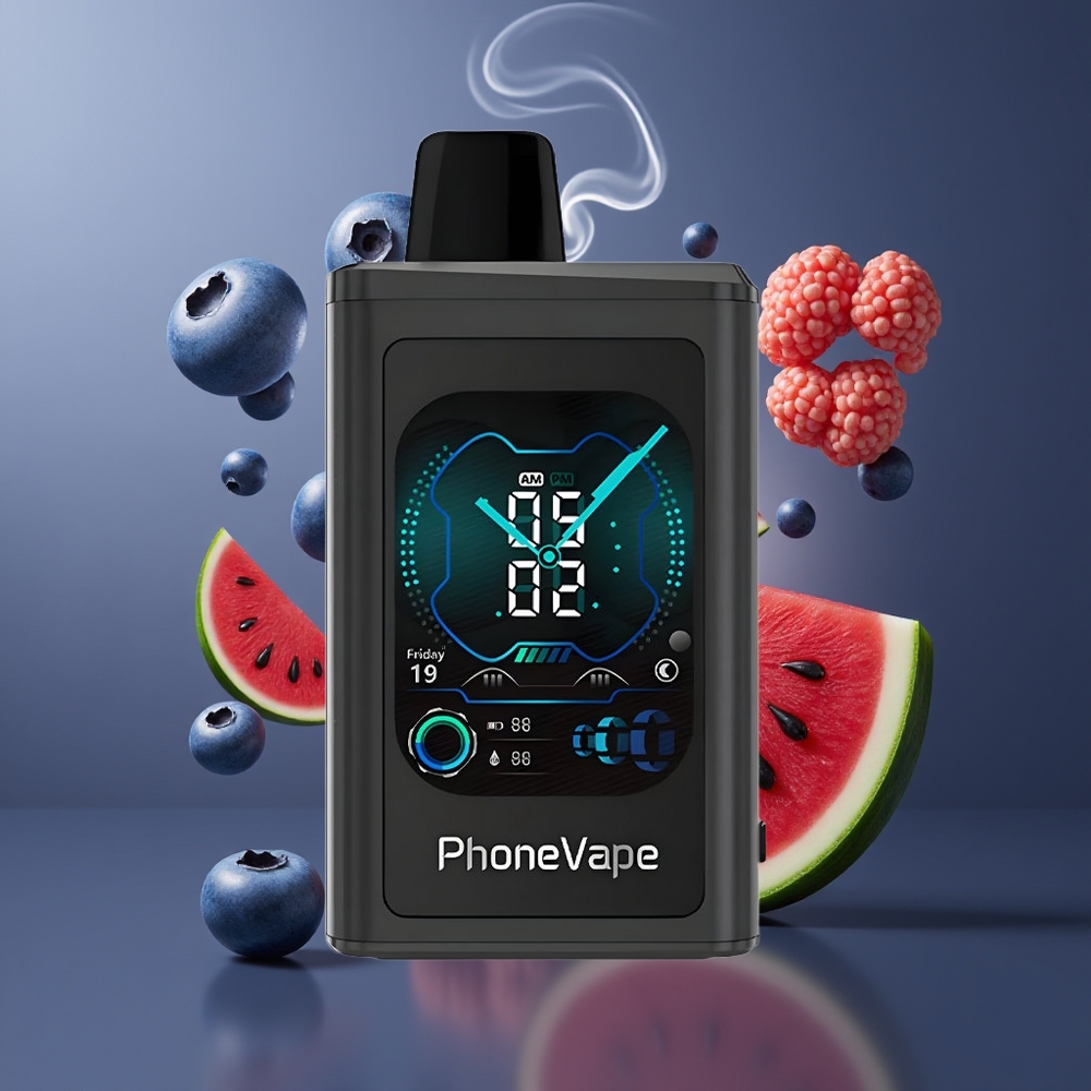 JNR PhoneVape 30000 puffs Disposable Vape Blåbær Vandmelon Dansk engros med Turbo Mode, Justerbar Luftflow & Fuld Display Skærm