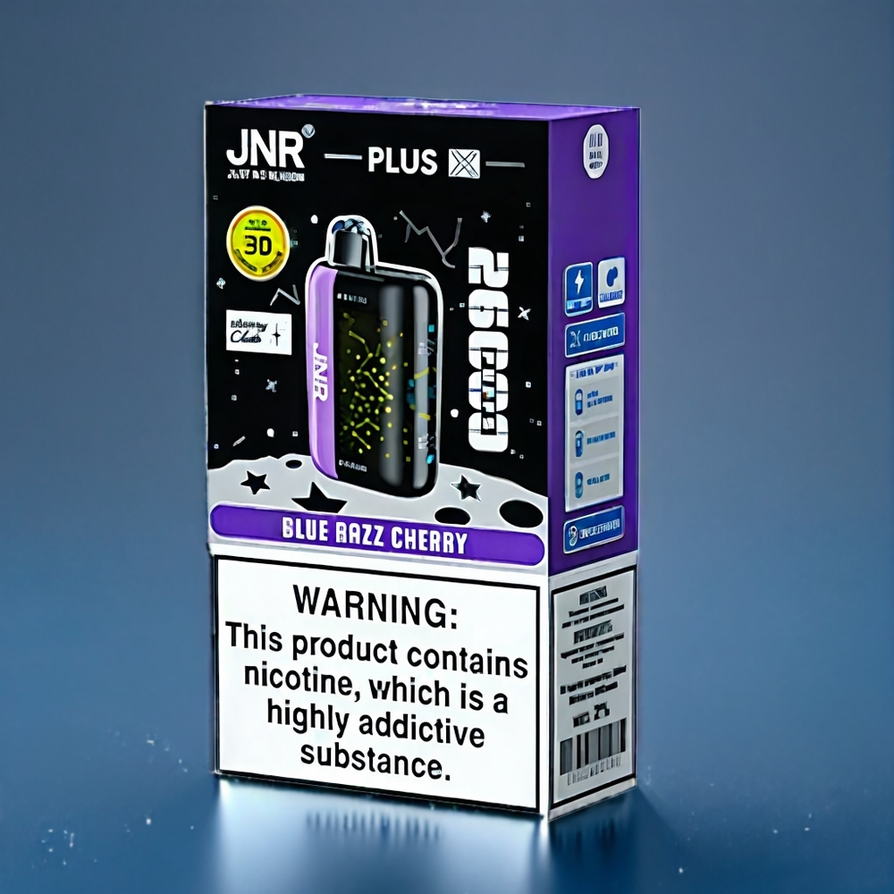 JNR Plus-X 26000 Puffs Dansk Engros - Blå Brzz Kirsebær med 28ml E-væske og Type-C Hurtigopladning