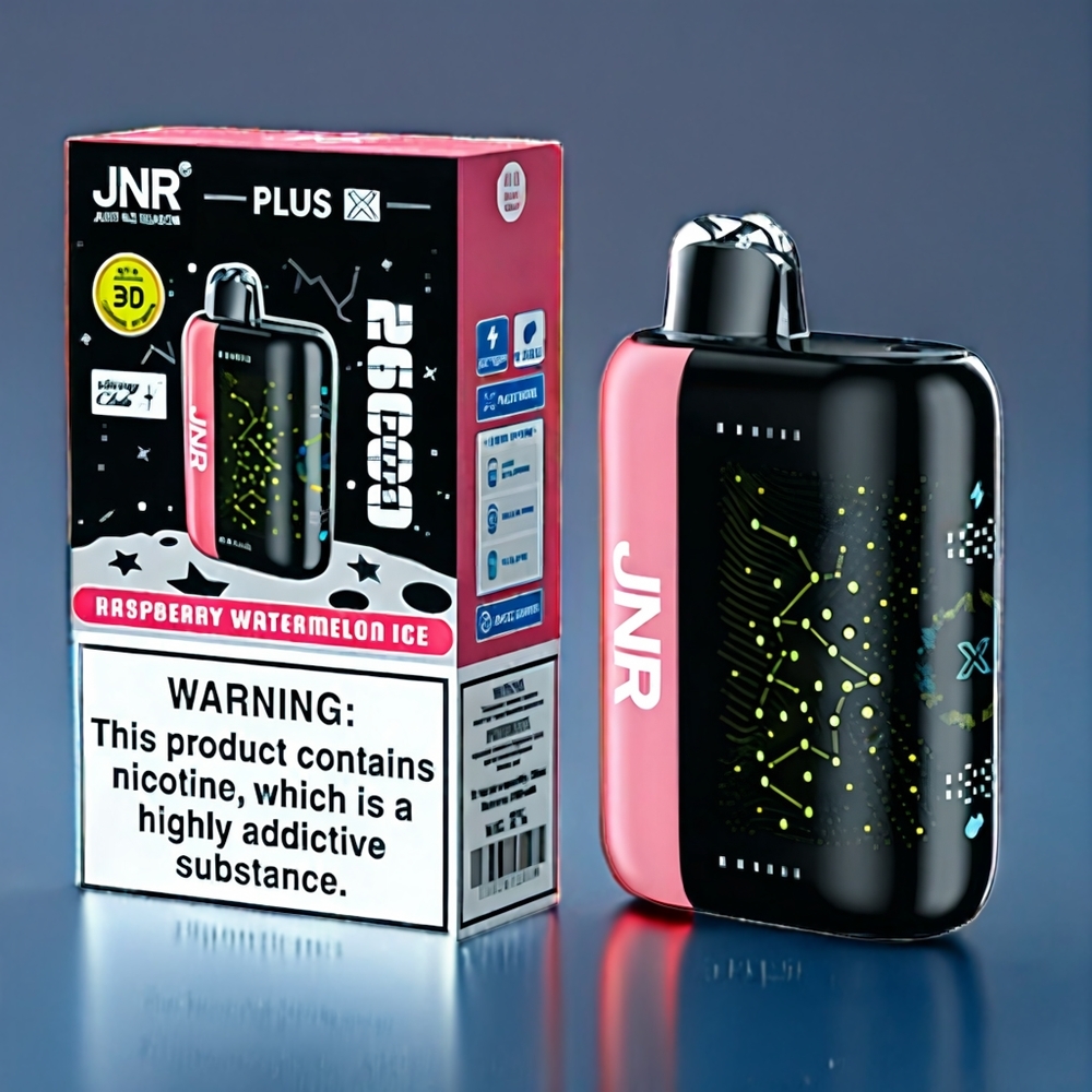 JNR Plus-X 26000 Puffs Dansk Engros med 850 mAh, 28ml, 2% Nikotin og Hindbær Vandmelon Is