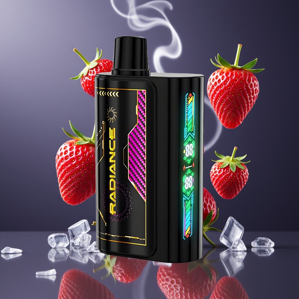 JNR Radiance 31000 Puffs Engangs Vape Dansk Engros med Jordbær Is, 28ml E-væske, Smart Animationsskærm, Dual Mesh Coil