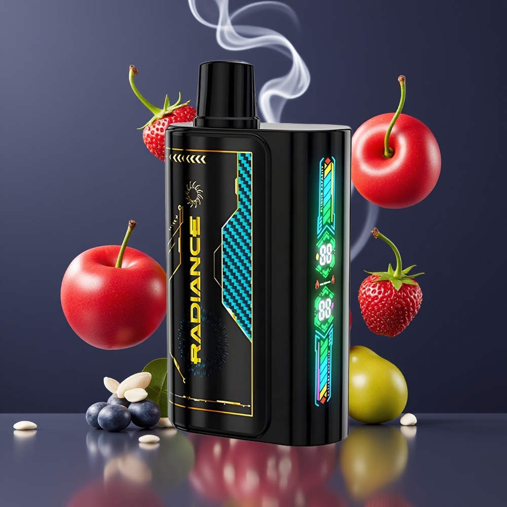 JNR Radiance 31000 Puffs Engangs Vape Dansk Engros med Smart Animation Screen, Dual Mesh Coil og Sprudlende Kirsebær Cola Smag