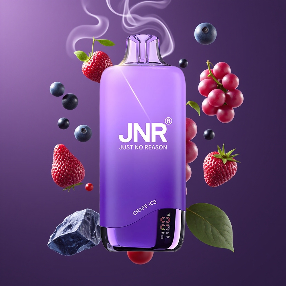 JNR Rainbow 10500 Puffs Disposable Vape Dansk Engros med 600mAh Batteri og 18ml Tank – Vinduesis (Grape Ice)