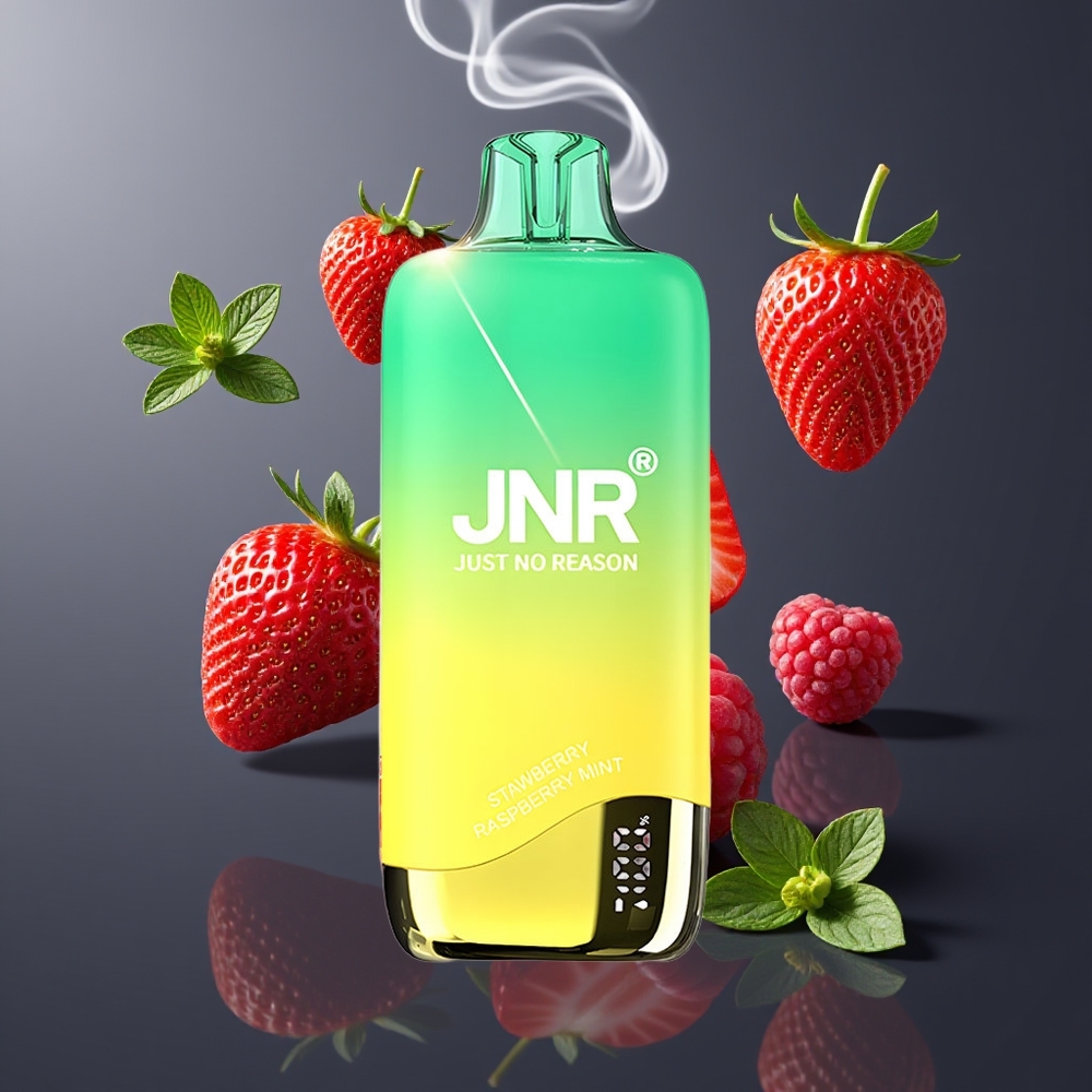JNR Rainbow 10500 Puffs Disposable Vape Jordbær Hindbær Mynte – 600mAh, 18ml, Dansk engros