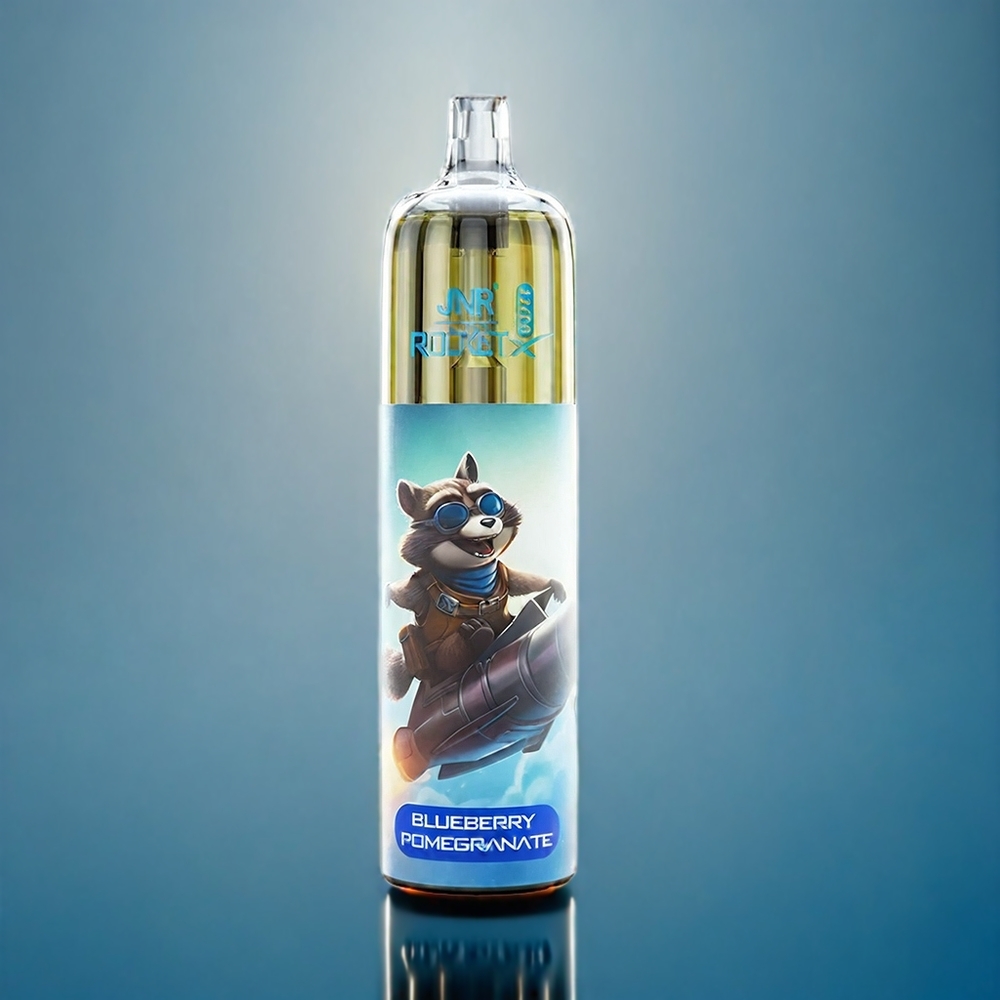 JNR Rocket X 12400 Puffs Dansk Engros - Kompakt, Justerbar Luftstrøm, Type-C-Opladning, RGB-belysning, Blåbær Granatæble