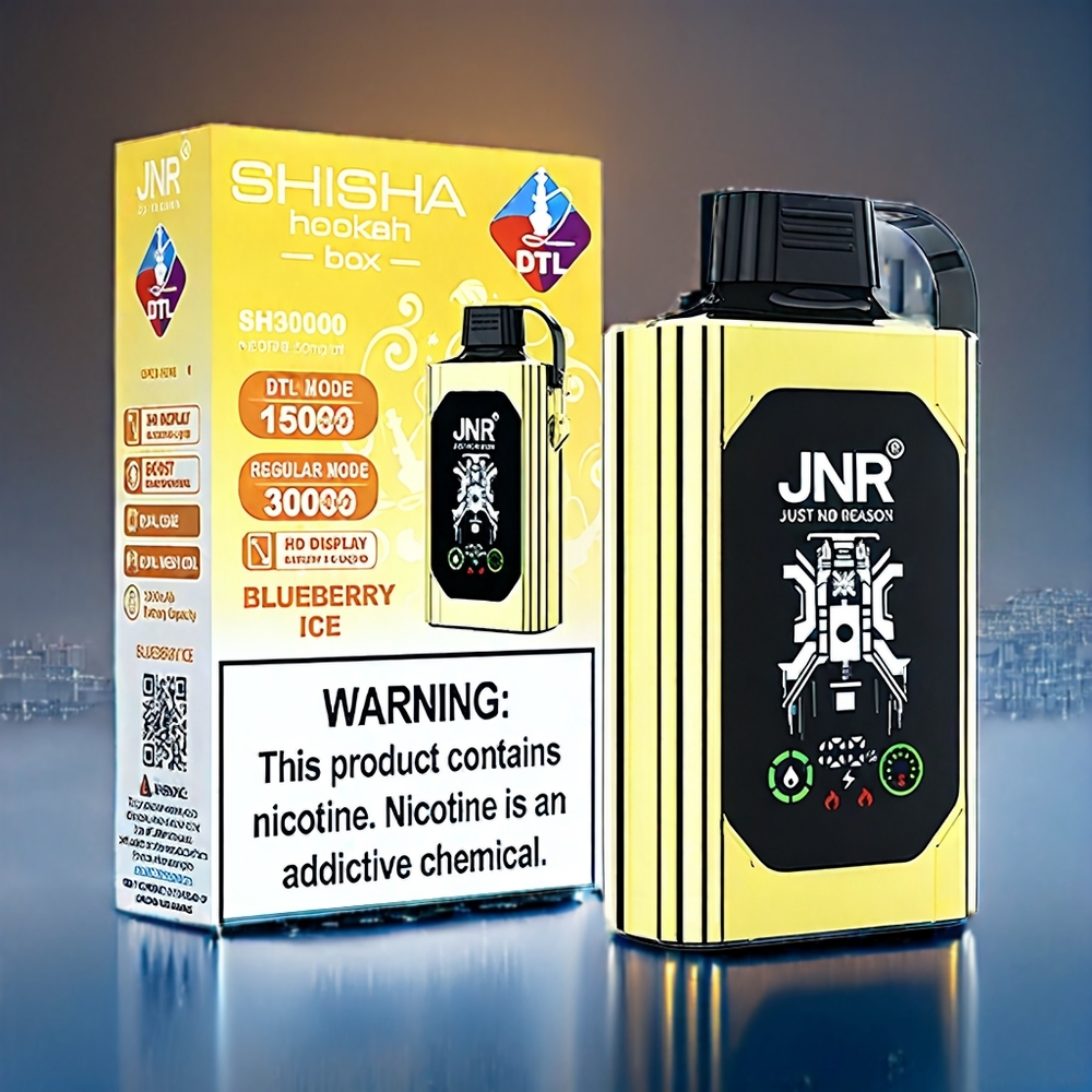 JNR Shisha Box 20500 Puffs Dansk Engros med HD Display, 1000mAh, Type-C Ladning og Blåbær Is