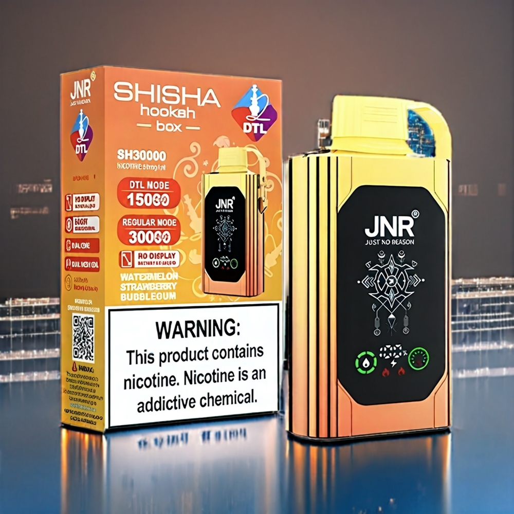 JNR Shisha Box 20500 Puffs Dansk engros med HD Display, 1000mAh, Type-C Hurtigopladning og Vandmelon Jordbær Bubblegum