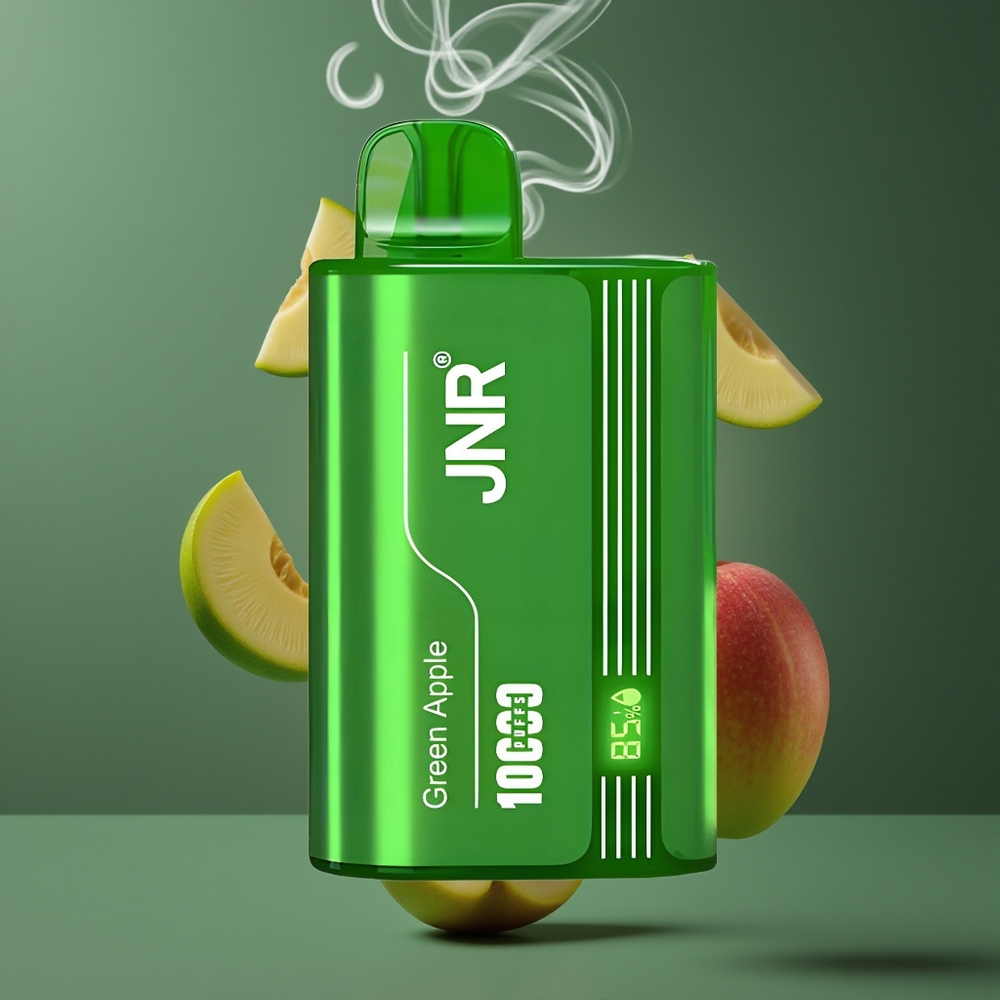 JNR Tank 10000 Puffs Engangs Vape Dansk Engros – Justerbar Luftstrøm, Digital Display, Grøn Æble Fersken Pære