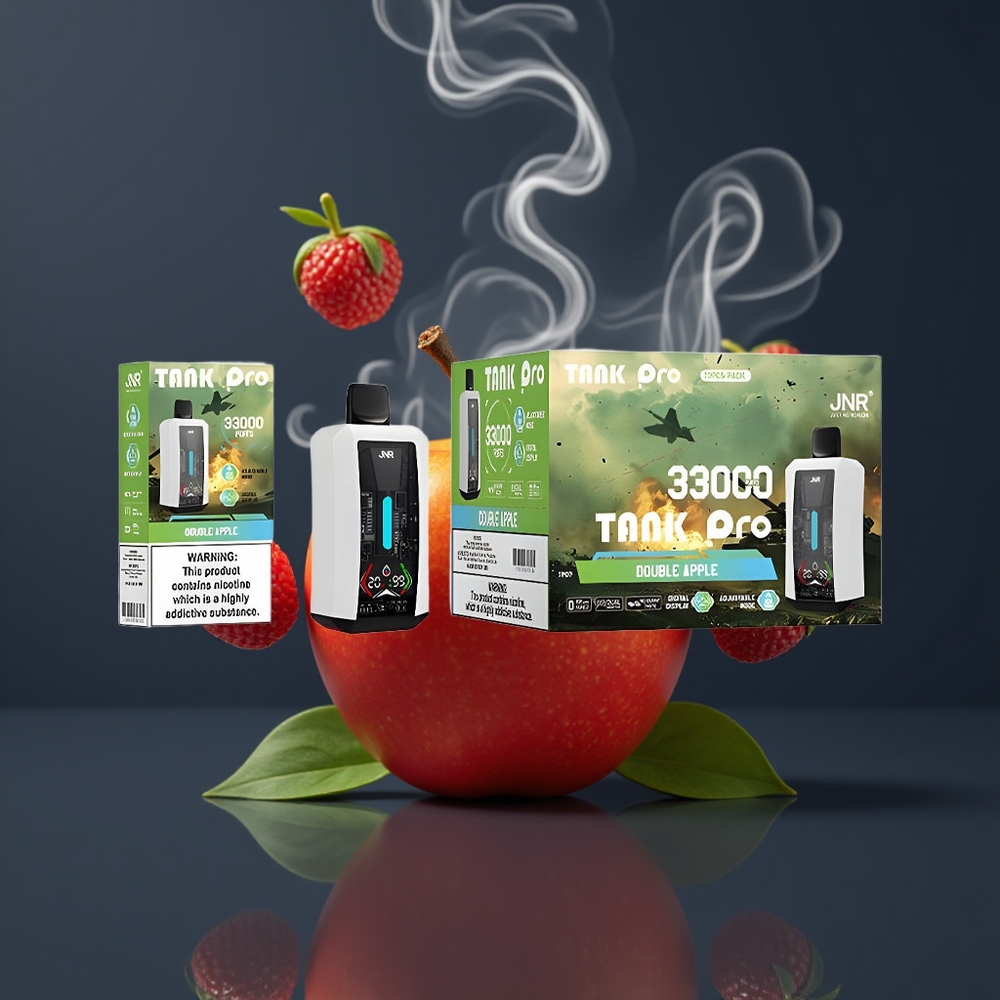 JNR Tank Pro 33000 Puffs Dansk Engros Disposable Vape med Digital Display, Dual Mesh Coil og Dobbelt Æble