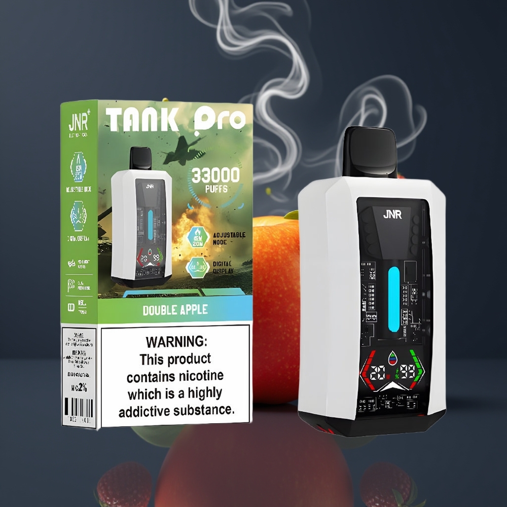 JNR Tank Pro 33000 Puffs Dansk Engros Disposable Vape med Digital Display, Dual Mesh Coil og Dobbelt Æble