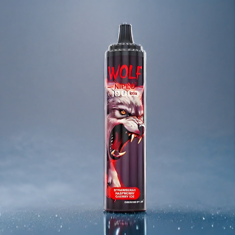 JNR Wolf 10000 Puffs Dansk engros med 1.0 Ohm Mesh spole og Jordbær Hindbær Kirsebær Is