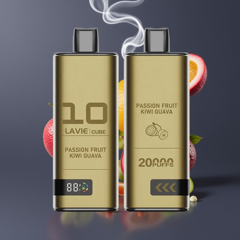 Lavie Cube 20000 Puffs Disposable Vape Dansk Engros med 2%/5% Salt Nicotine og 28ML Liquid - Passionfrugt Kiwi Guava