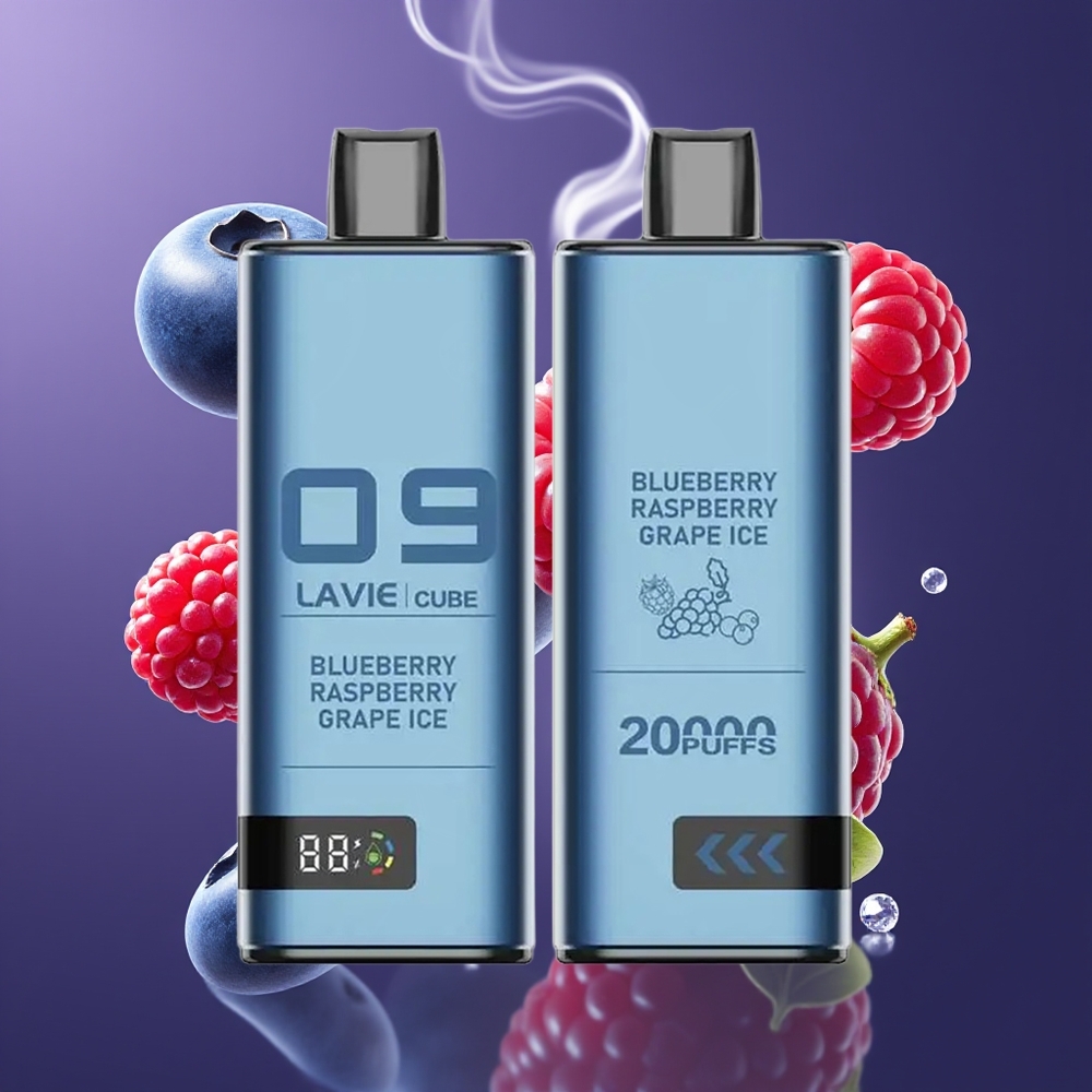 Lavie Cube 20000 Puffs Engangs Vape Dansk Engros med 28ML Liquid, 5% Salt Nicotine og Blåbær Hindbær Is
