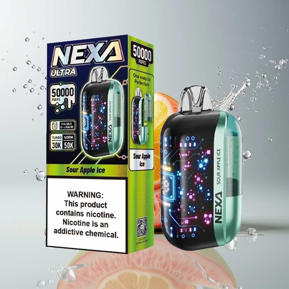 NEXA Ultra 50K Engangs Vape Dansk Engros – 20ml, 50000 Puffs, 5% Nikotin, Sur Æble Is