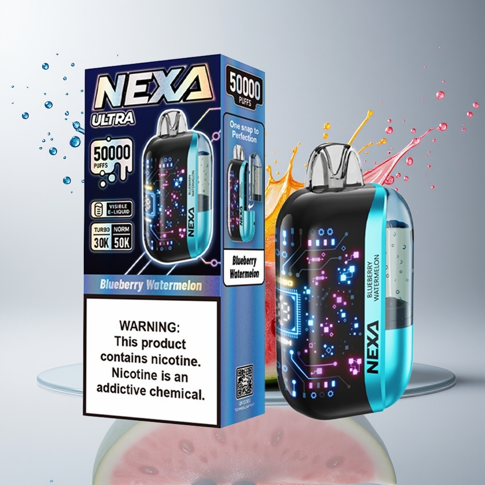 NEXA Ultra 50K Engangs Vape Dansk Engros – Blåbær Vandmelon – 20ml, 5% Nikotin, 50000 Pust, 800mAh