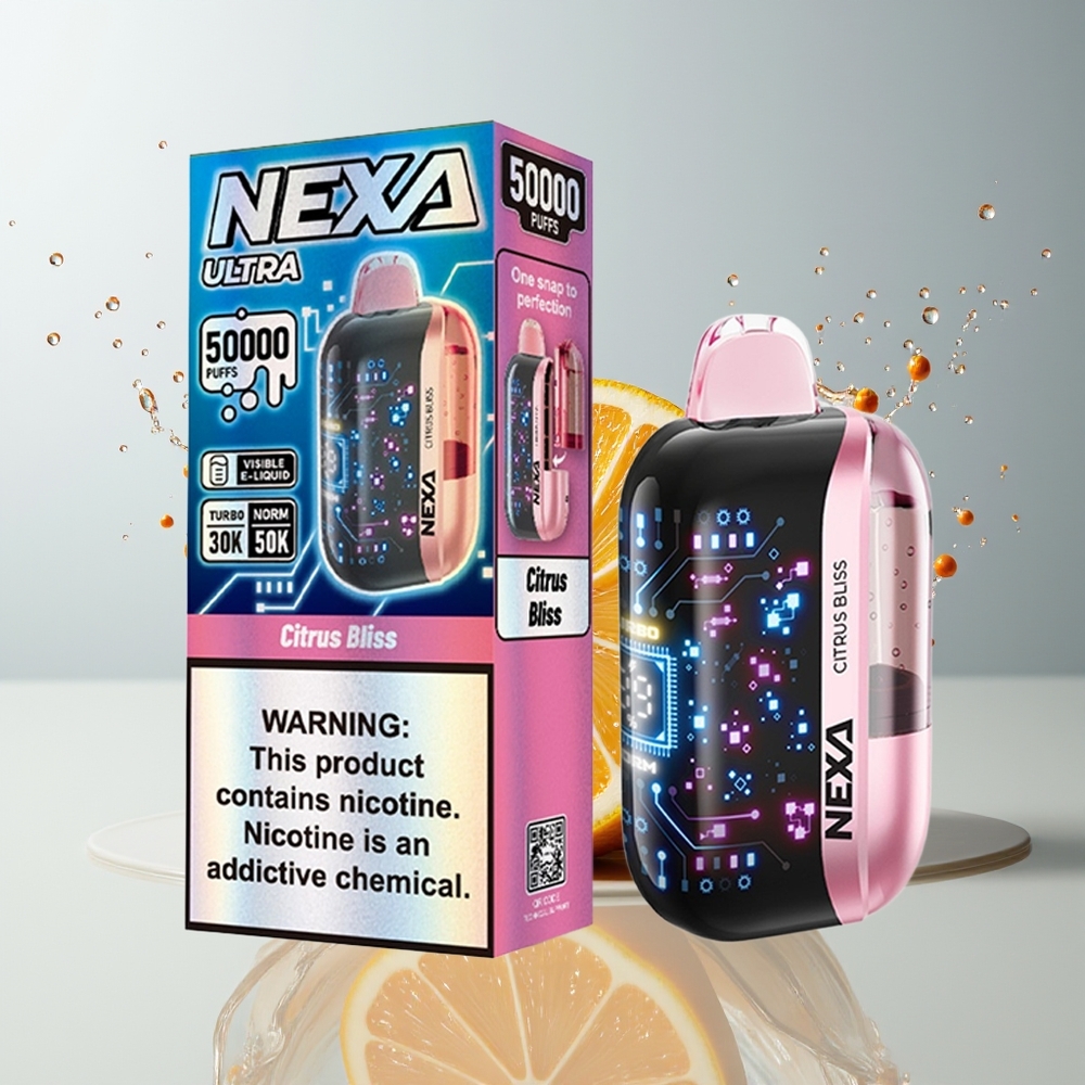 NEXA Ultra 50K Engangs Vape Dansk Engros med 20ml Kapacitet, 50000 Puf og Citrus Lykke