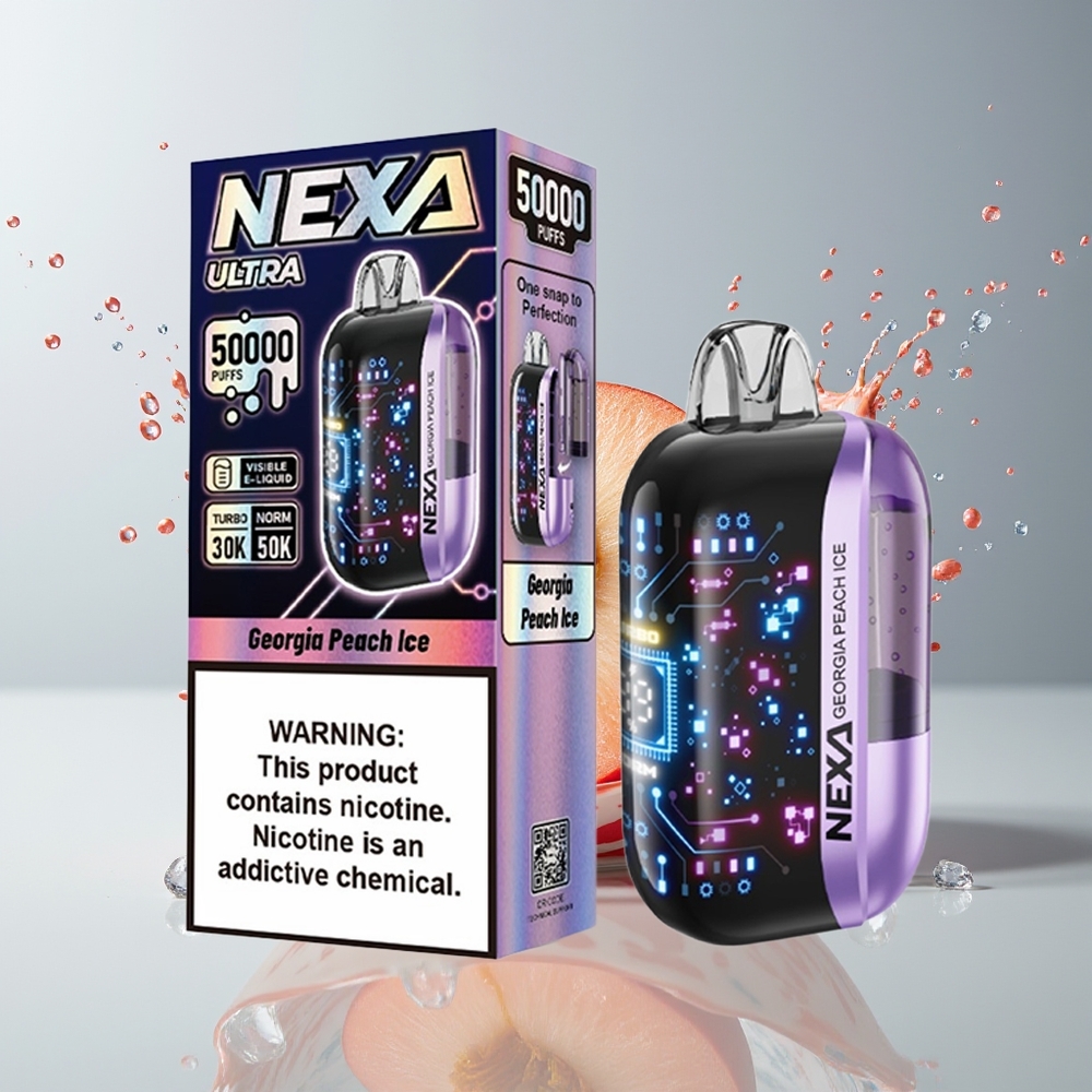 NEXA Ultra 50K Engangs Vape Dansk Engros med 20ml Kapacitet, 50000 Pust og Georgisk Fersken Is