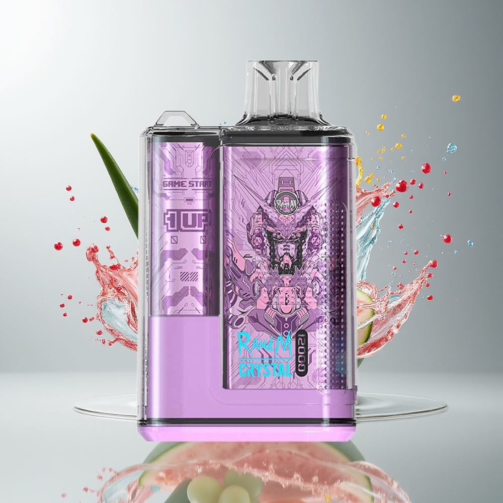 RandM Fumot Crystal 12000 Puffs Dansk Engros Disposable Vape med RGB Lys, 20ml e-Liquid og Aloe Grape Smag