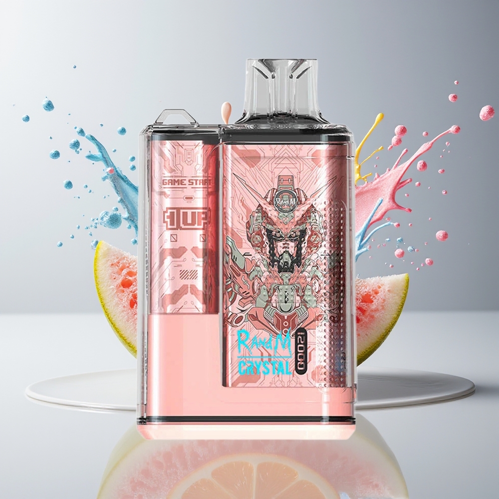 RandM Fumot Crystal 12000 Puffs Disposable Vape Dansk Engros med RGB-lys og 20ml e-Liquid Kapacitet – Regnbue Slik