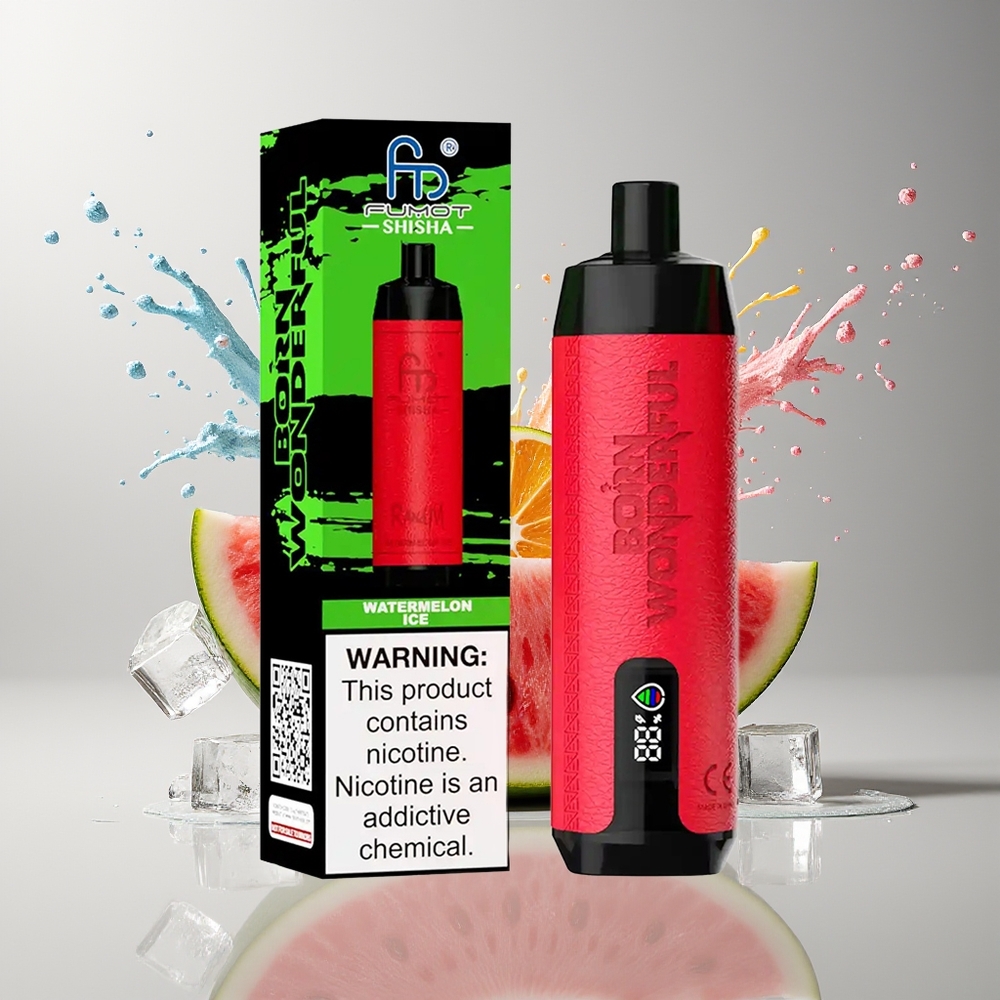 RandM Fumot Shisha 10000 Puffs Engangs Vape Dansk Engros – Vandmelon Is med LED-indikator og Type-C Port