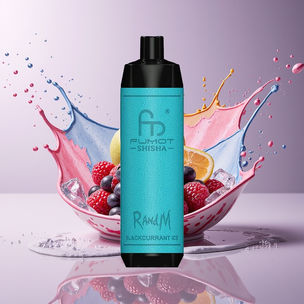 RandM Fumot Shisha 10000 Puffs Engangs Vape Dansk Engros med 18ml E-væske, 850 mAh Batteri og Solbær Is Smag