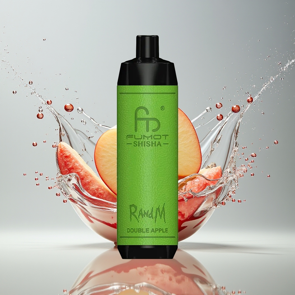 RandM Fumot Shisha 10000 Puffs Engangs Vape Dansk Engros med LED Indicator, 18ml E-væske og Dobbelt Æble Smag