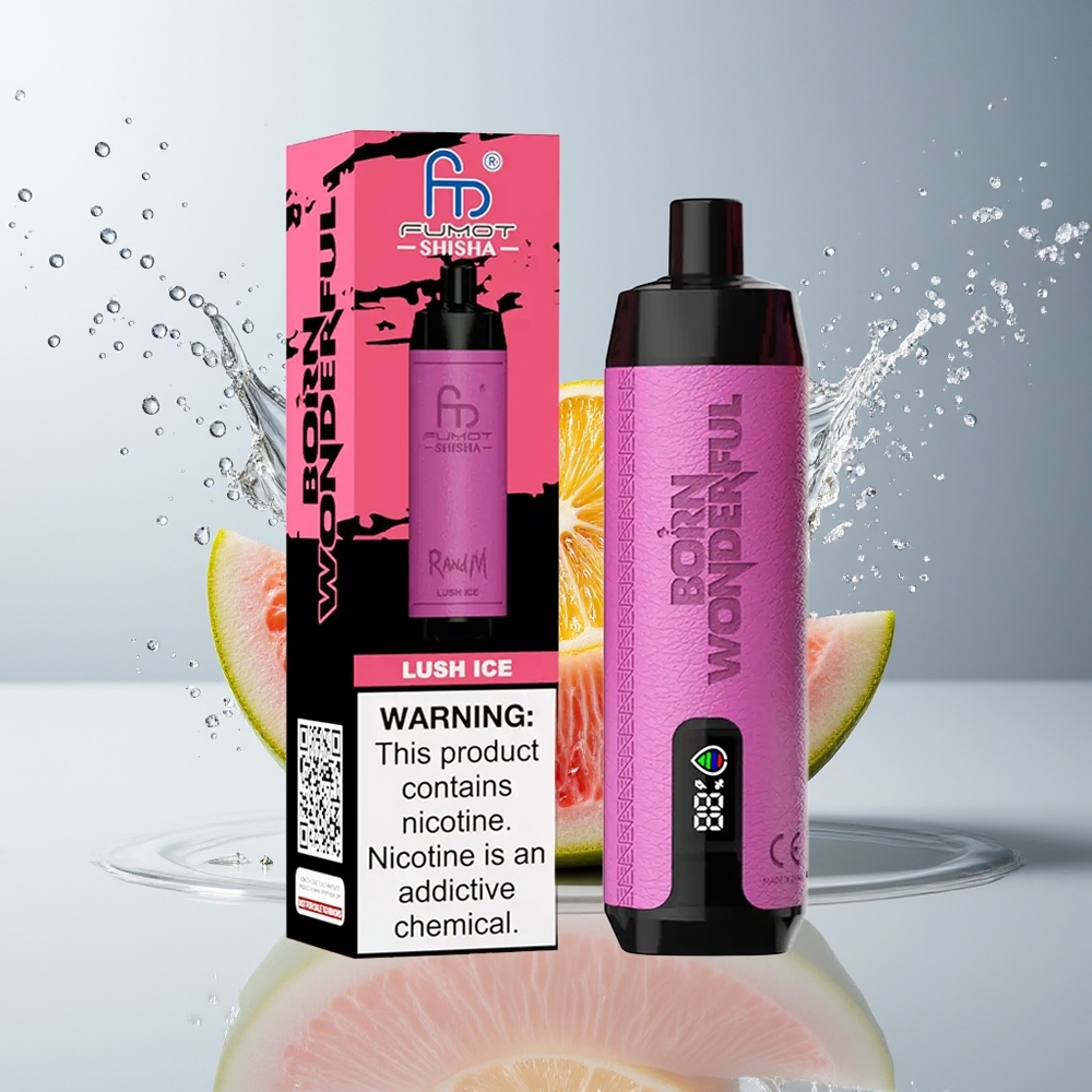 RandM Fumot Shisha 10000 Puffs Engangs Vape Dansk Engros med LED-indikator, 18ml e-væske og Lush Ice (Frisk Is)