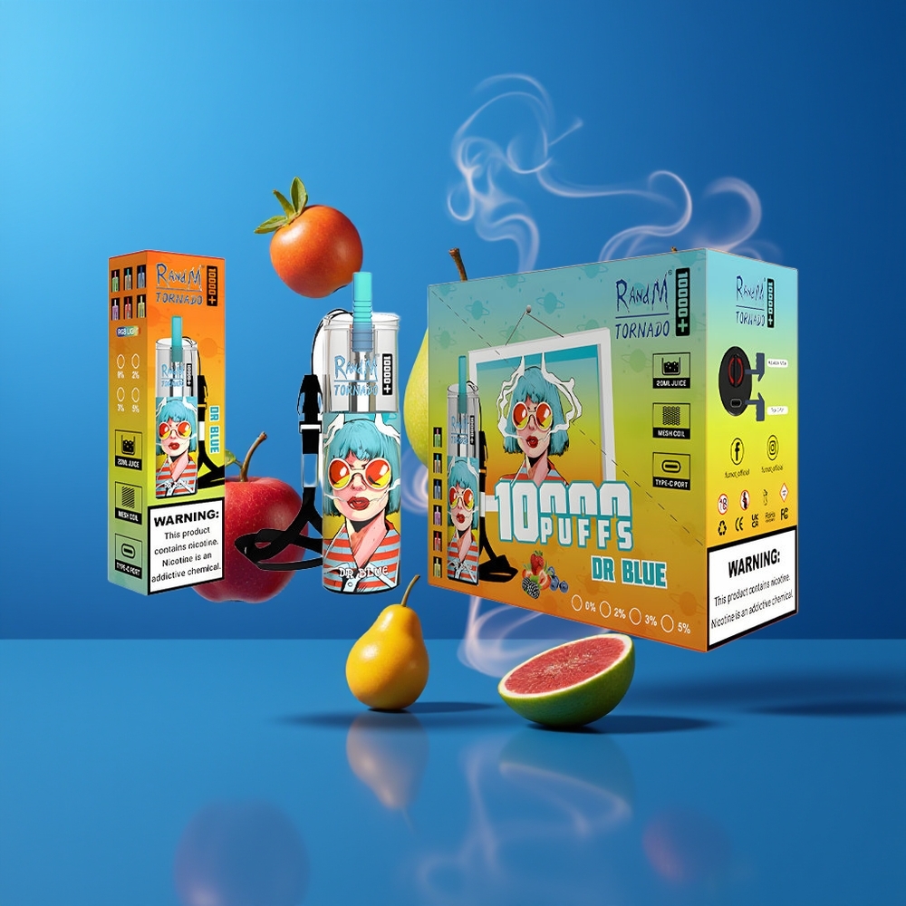 Fumot Original RandM Tornado 10000 Plus Dansk Engros Disposable Vape med 20 ml Tank og RGB Lys