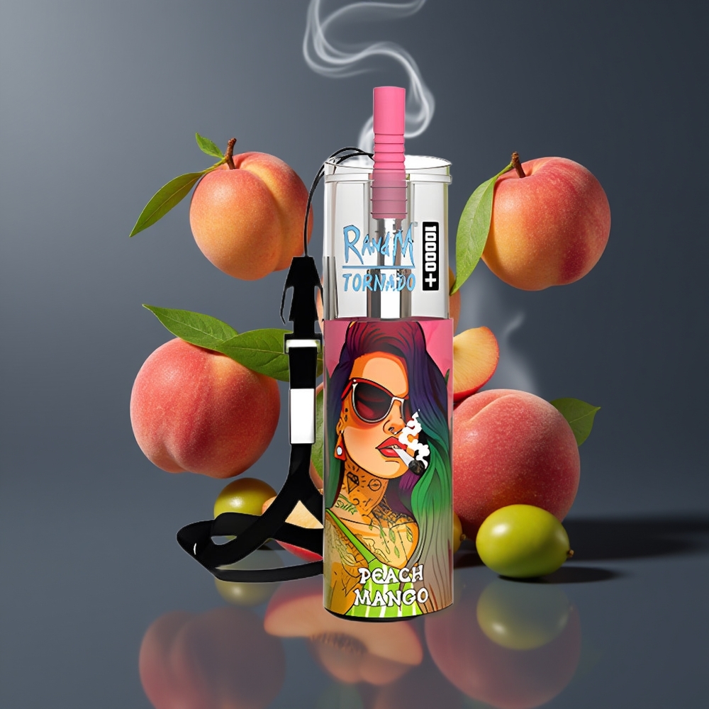 Fumot Original RandM Tornado 10000 Plus Engros Dansk Disposable Vape 20 ml 5% Mesh Coil Fersken Mango