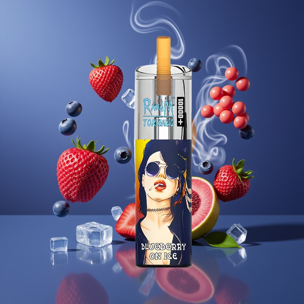 Fumot Original RandM Tornado 10000 Plus Engros Dansk Disposable Vape Blåbær På Is