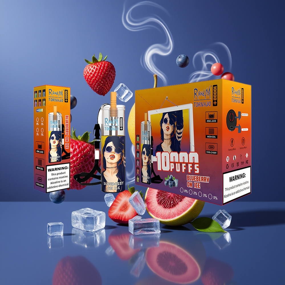 Fumot Original RandM Tornado 10000 Plus Engros Dansk Disposable Vape Blåbær På Is