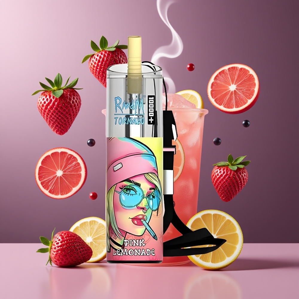 Fumot Original RandM Tornado 10000 Plus Engros Dansk Disposable Vape med 20 ml Tank og Mesh Coil - Pink Citronvand
