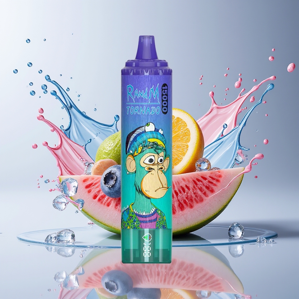 RandM Fumot Tornado 15000 Puffs Dansk Engros – 25ml Kapacitet, 850mAh Batteri, Blåbær På Is