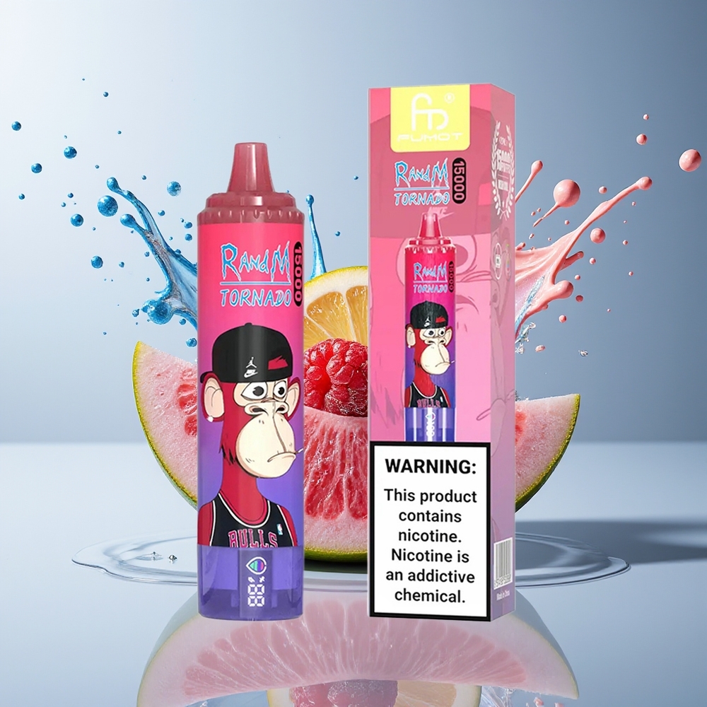 RandM Fumot Tornado 15000 Puffs Dansk Engros – 25ml Kapacitet, 850mAh Batteri, Mesh Coil, Blå Hindbær