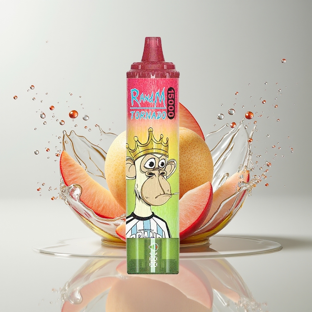 RandM Fumot Tornado 15000 Puffs Dansk Engros – 25ml Kapacitet, 850mAh Batteri, Type-C Opladning, Æble Fersken Pære