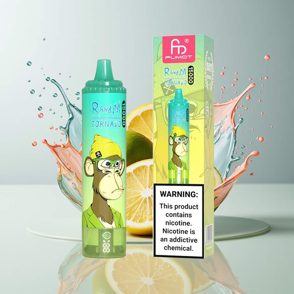 RandM Fumot Tornado 15000 Puffs Disposable Vape Citron Lime Dansk engros – 25ml, 0.9 Ohm Mesh, 850mAh